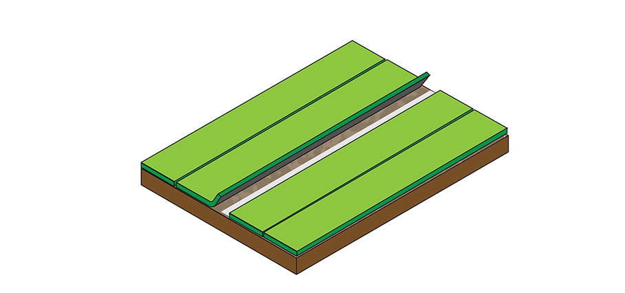 A visual explanation of how to join two separate pieces of artificial grass.