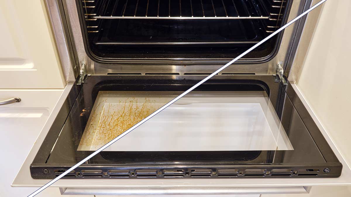 Oven before and after professional cleaaning